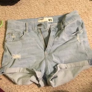 Garage high rise light wash denim shorts size 1